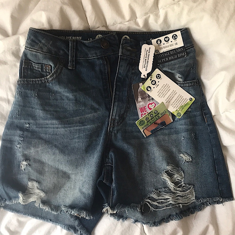 High waisted denim shorts